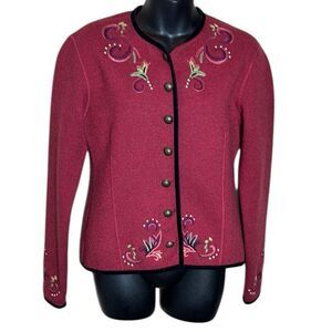 Icelandic design women’s small boiled wool cardigan sweater embroidered